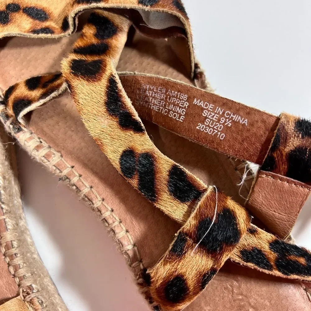 🛍️ Madewell Malia Espadrille Leather Upper Calf Hair Leopard Sandals size 9.5